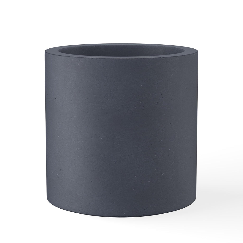 Kante 9.8",12.6",15.7" Dia Round Concrete Planter Set of 3, Modern Style Large Cylindrical Plant Pot with Drainage Hole and Rubber Plug for Indoor Outdoor Patio, Dark Gray