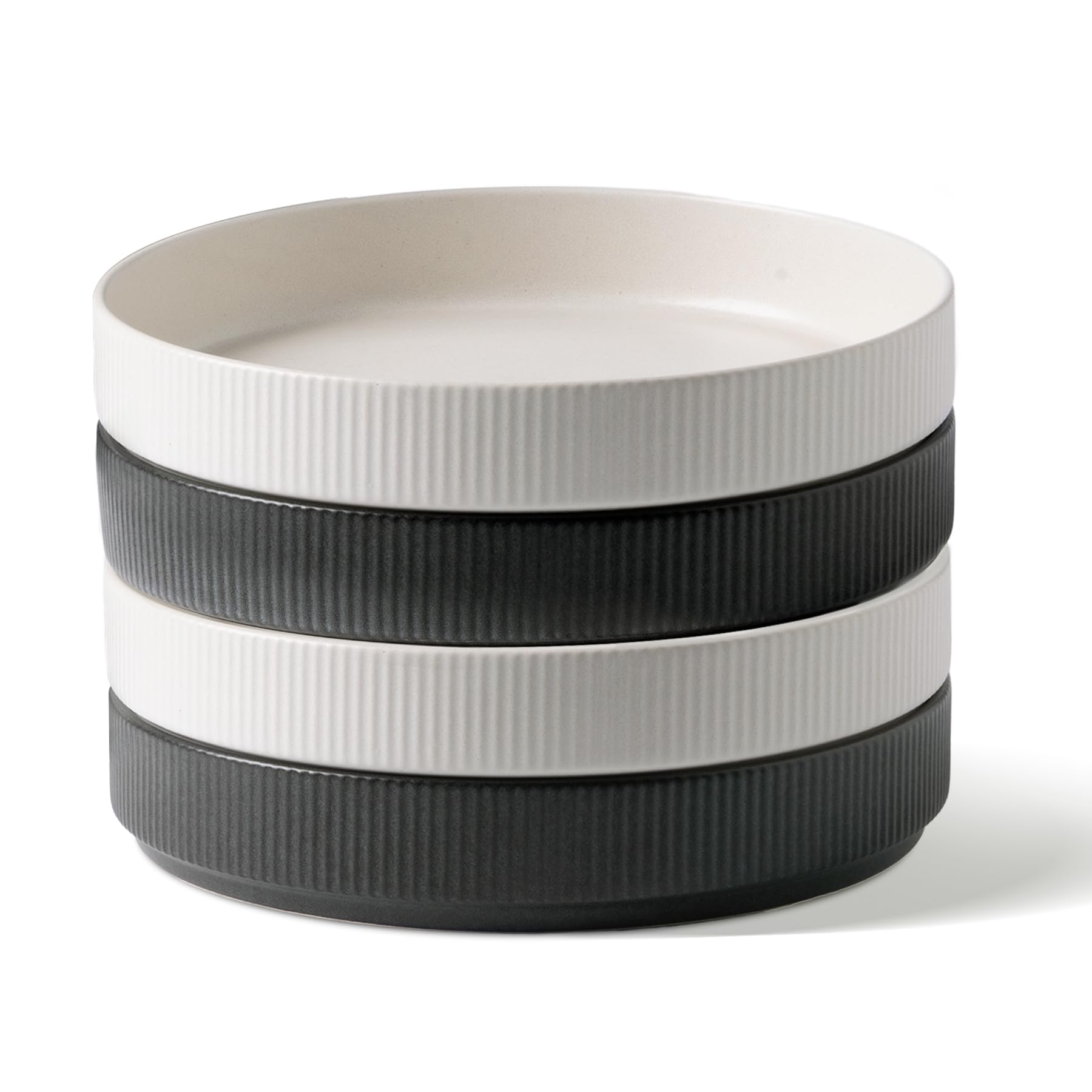 famiware Star 7.5" Pasta Bowls Set, Salad Bowl Set of 6, Double Reactive Glaze, Stackable, Perfect for Your Friend for Housewarming, Thanksgiving, Christmas, Matte White (Full Glaze)