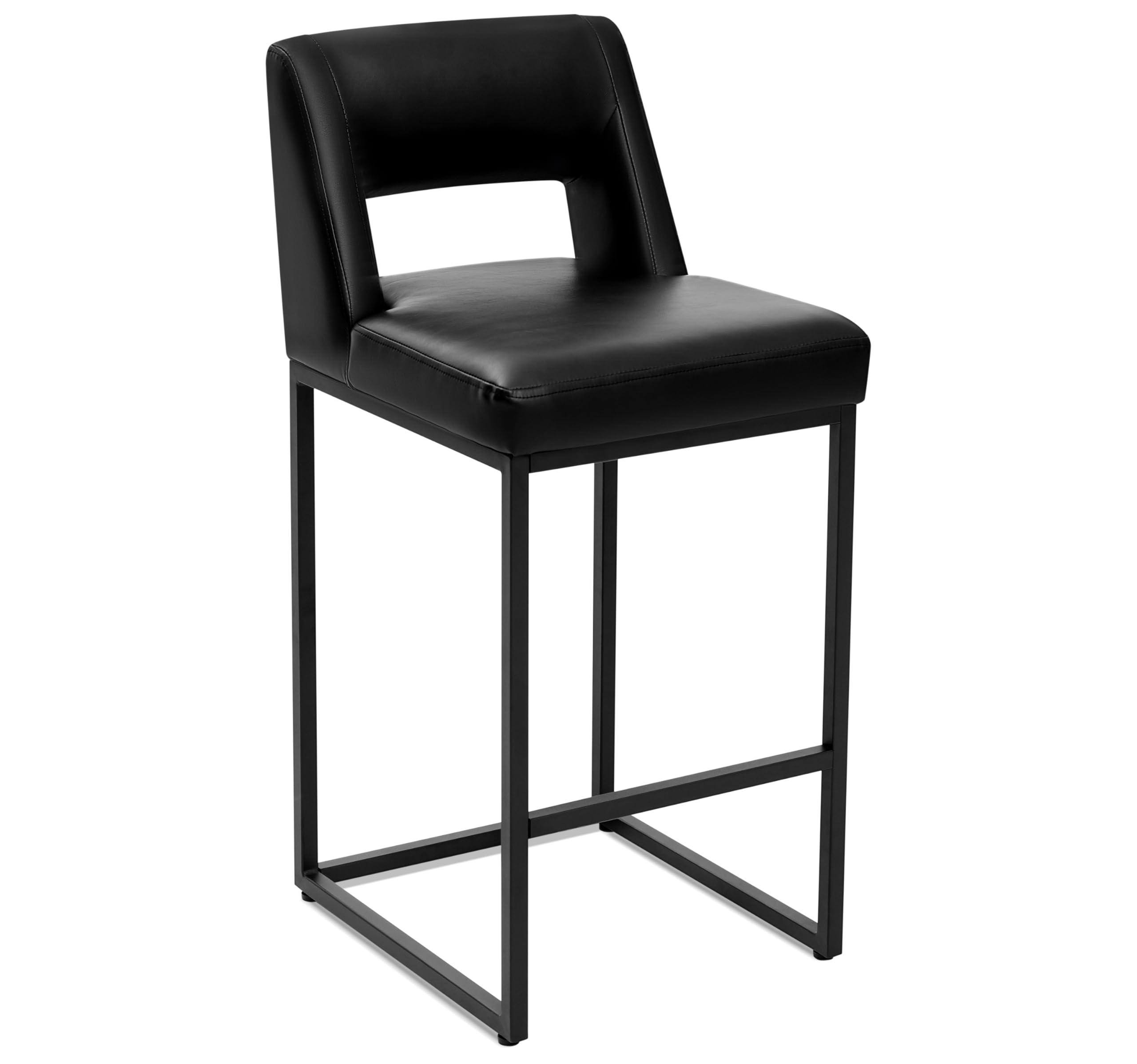Counter Height Bar Stools Set of 4 for Kitchen Counter Modern Bar Chairs with Backs 26 Inch for Kitchen Island with Upholstered Faux Leather Seat and Metal Frame, Beige