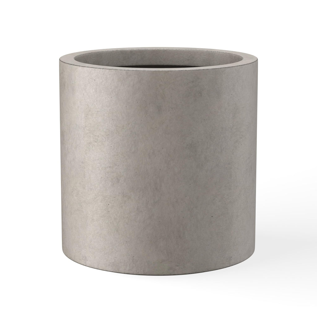 Kante 9.8",12.6",15.7" Dia Round Concrete Planter Set of 3, Modern Style Large Cylindrical Plant Pot with Drainage Hole and Rubber Plug for Indoor Outdoor Patio, Dark Gray