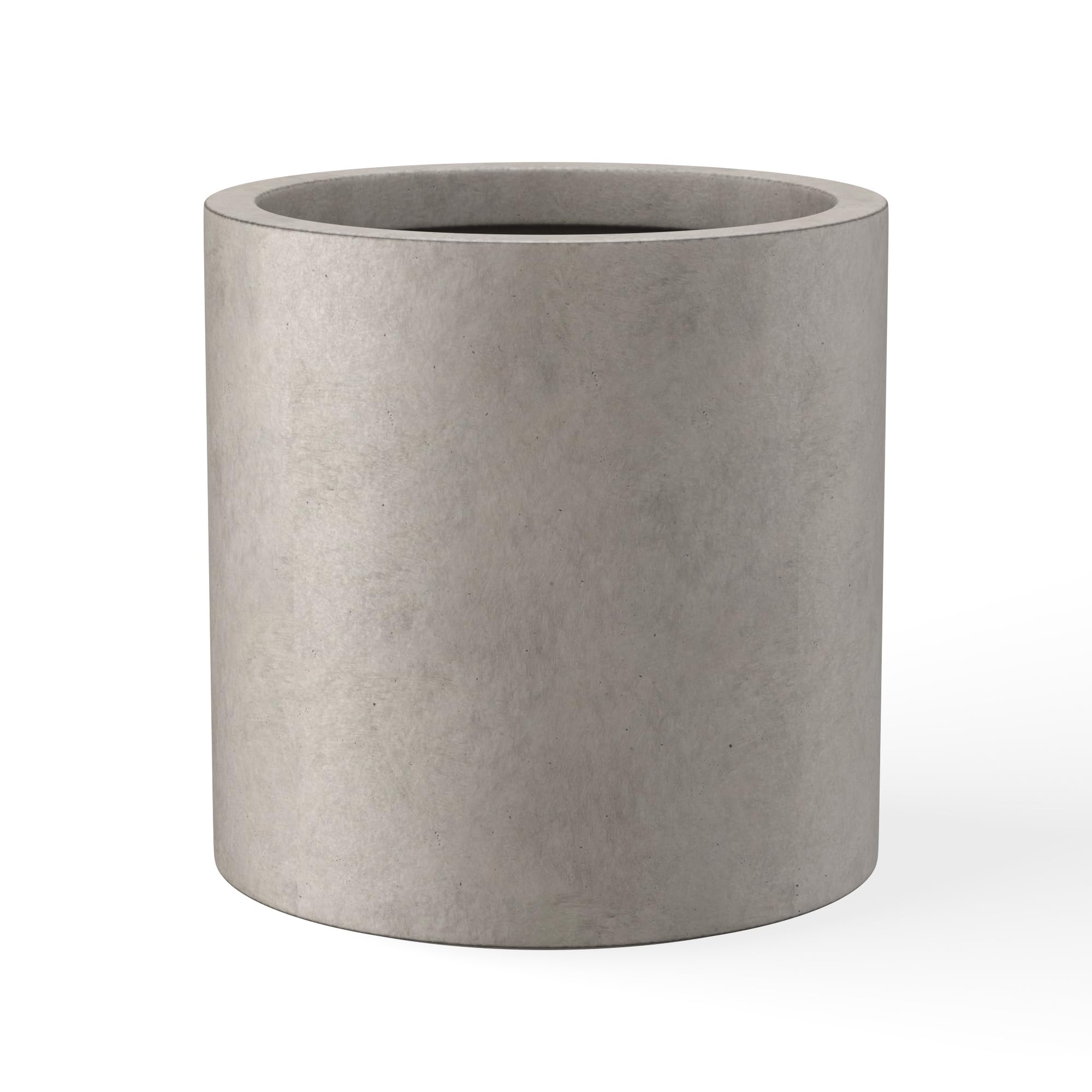 Kante 9.8",12.6",15.7" Dia Round Concrete Planter Set of 3, Modern Style Large Cylindrical Plant Pot with Drainage Hole and Rubber Plug for Indoor Outdoor Patio, Dark Gray