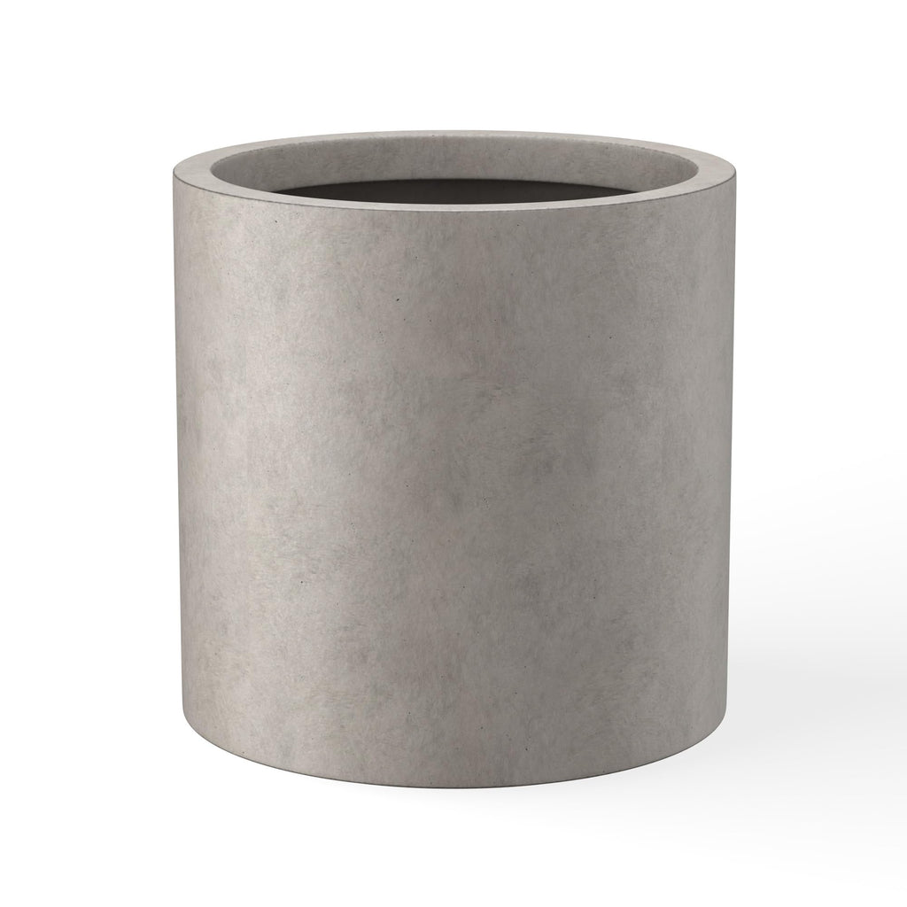 Kante 9.8",12.6",15.7" Dia Round Concrete Planter Set of 3, Modern Style Large Cylindrical Plant Pot with Drainage Hole and Rubber Plug for Indoor Outdoor Patio, Dark Gray