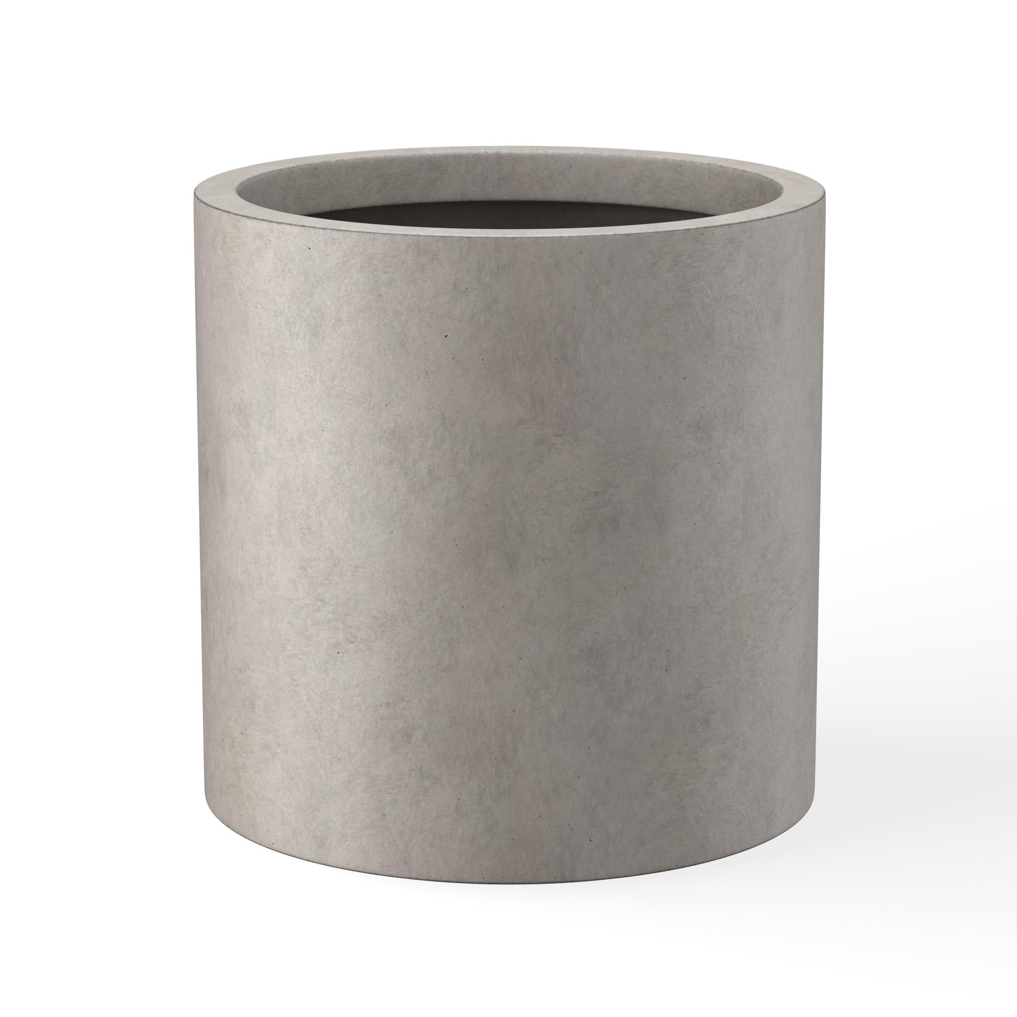 Kante 9.8",12.6",15.7" Dia Round Concrete Planter Set of 3, Modern Style Large Cylindrical Plant Pot with Drainage Hole and Rubber Plug for Indoor Outdoor Patio, Dark Gray