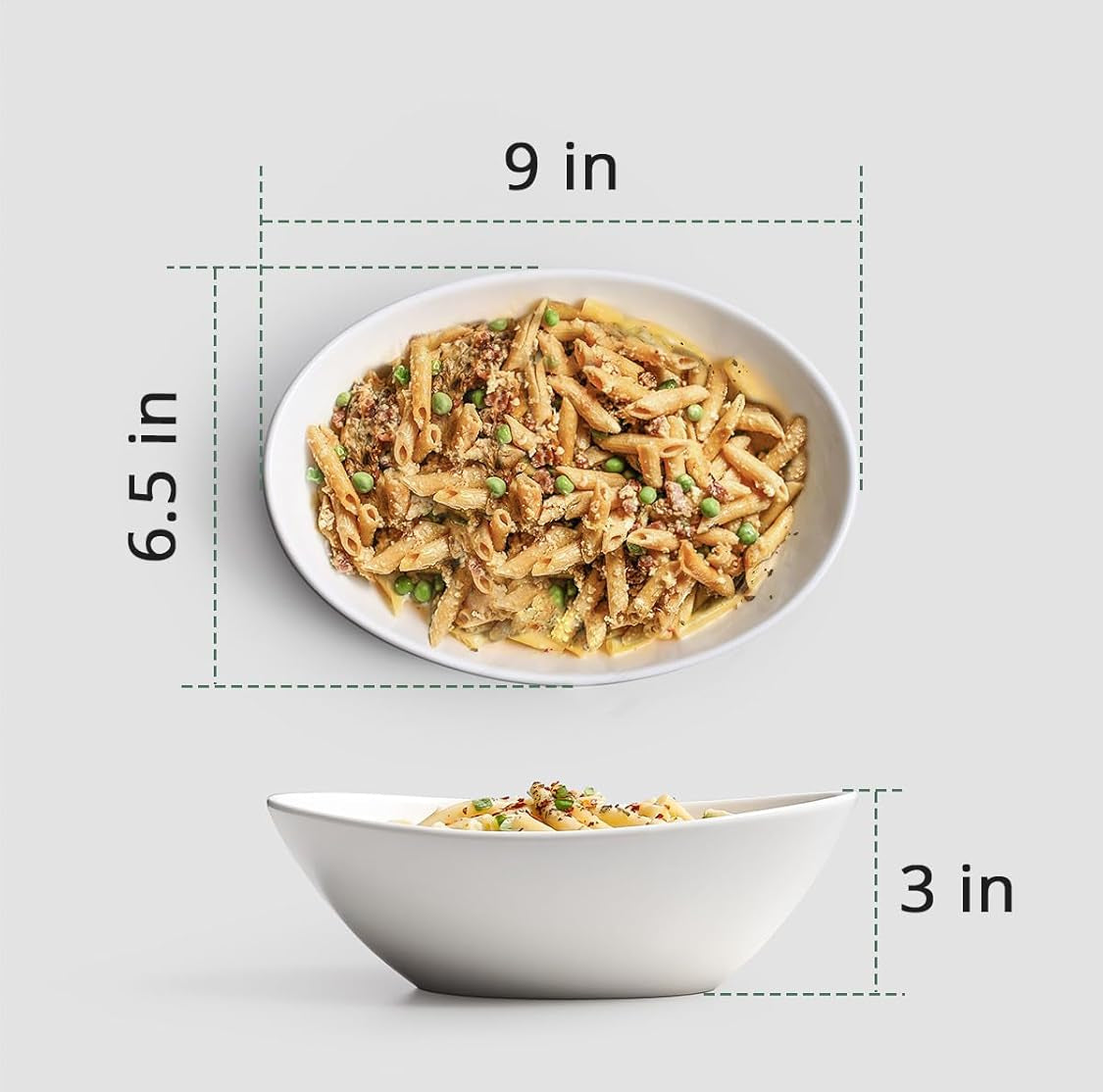 LIFVER 9" Serving Bowls for Wedding Decor, 36 OZ Porcelain Serving Dishes for Entertaining, Large Bowls Set for Soup Salad Side Dishes Pasta, Good Size for Dinner Party, Set of 4, White