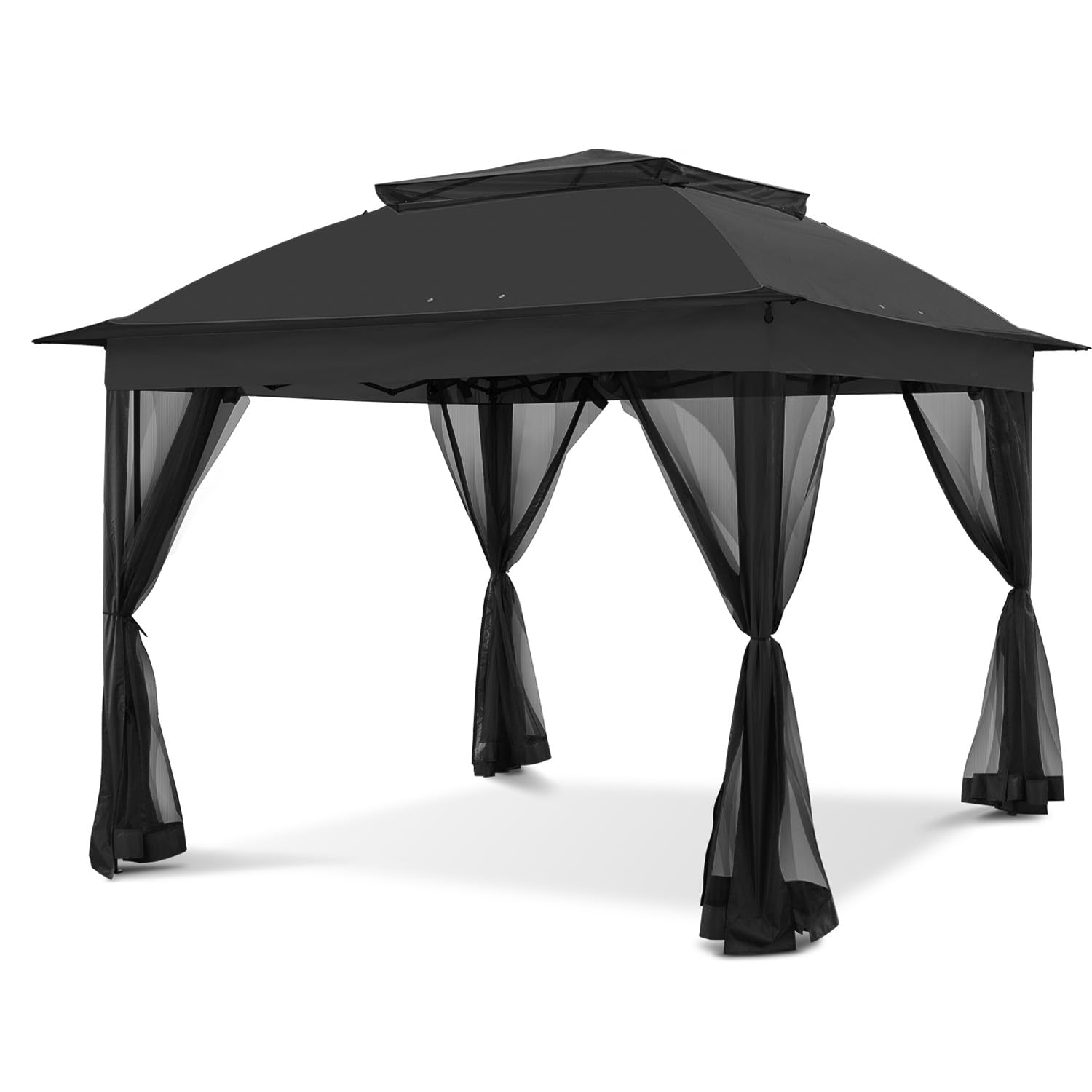 COOS BAY 11x11 Pop-Up Instant Gazebo Tent with Mosquito Netting Outdoor Canopy Shelter with 121 Square Feet of Shade (Khaki)