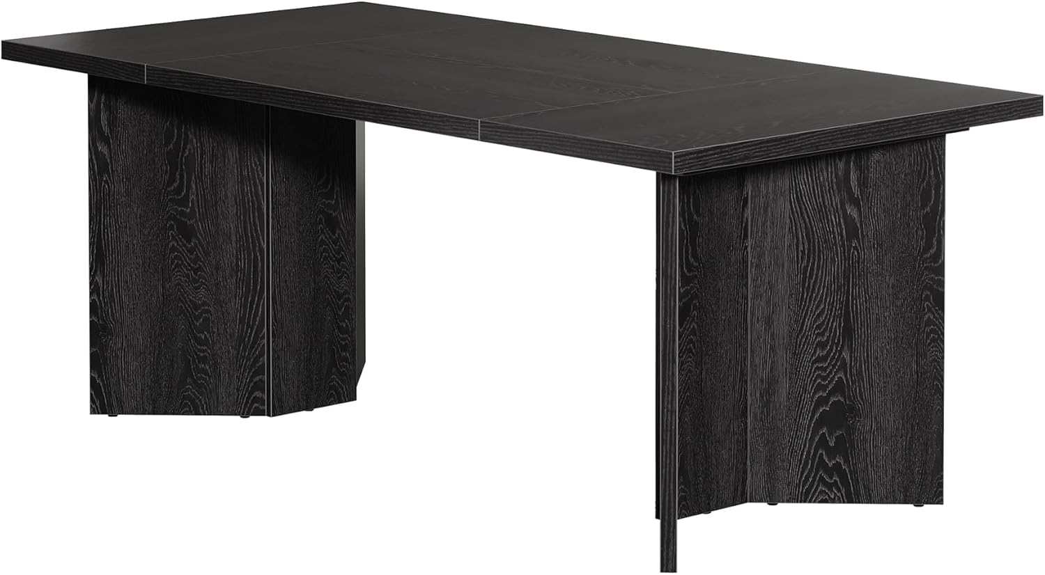 Tribesigns 63-Inch Dining Table for 4-6, Modern Large Kitchen Table with Thickened Wood Base, Rectangular Wooden Dinner Furniture for Kitchen, Dining Room, Living Room, Black
