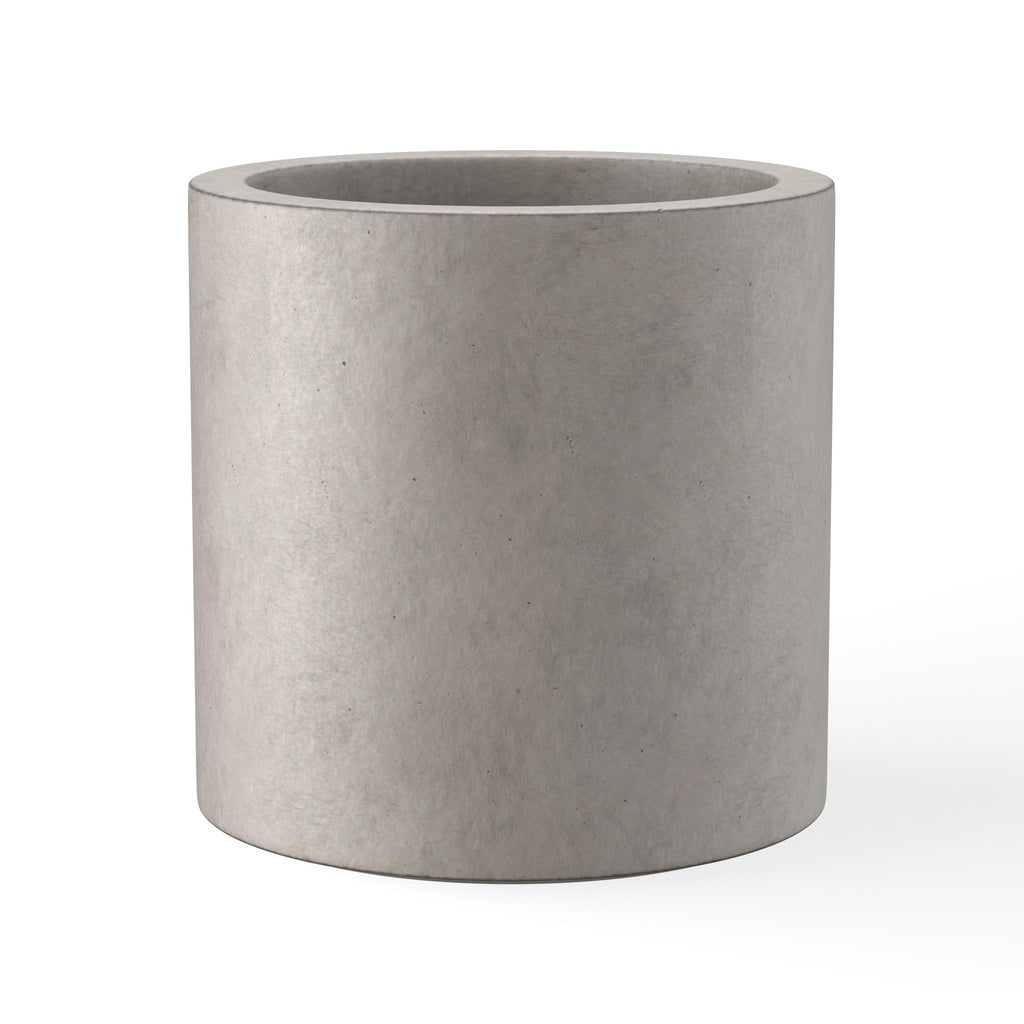 Kante 9.8",12.6",15.7" Dia Round Concrete Planter Set of 3, Modern Style Large Cylindrical Plant Pot with Drainage Hole and Rubber Plug for Indoor Outdoor Patio, Dark Gray