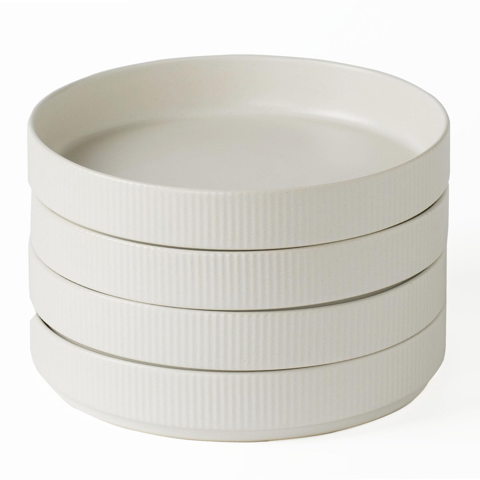 famiware Star 7.5" Pasta Bowls Set, Salad Bowl Set of 6, Double Reactive Glaze, Stackable, Perfect for Your Friend for Housewarming, Thanksgiving, Christmas, Matte White (Full Glaze)