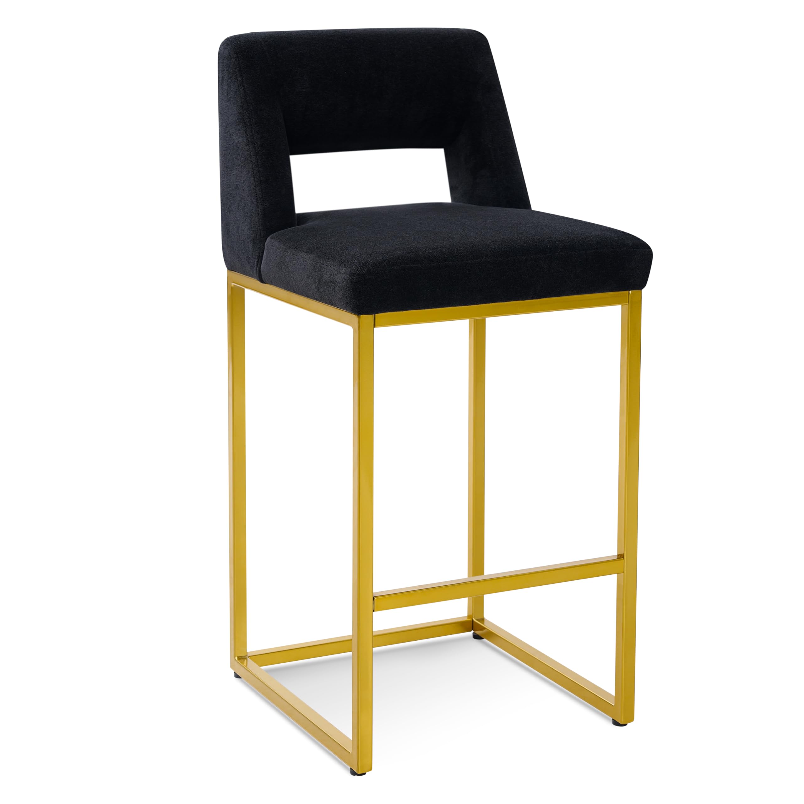 Counter Height Bar Stools Set of 4 for Kitchen Counter Modern Bar Chairs with Backs 26 Inch for Kitchen Island with Upholstered Faux Leather Seat and Metal Frame, Beige