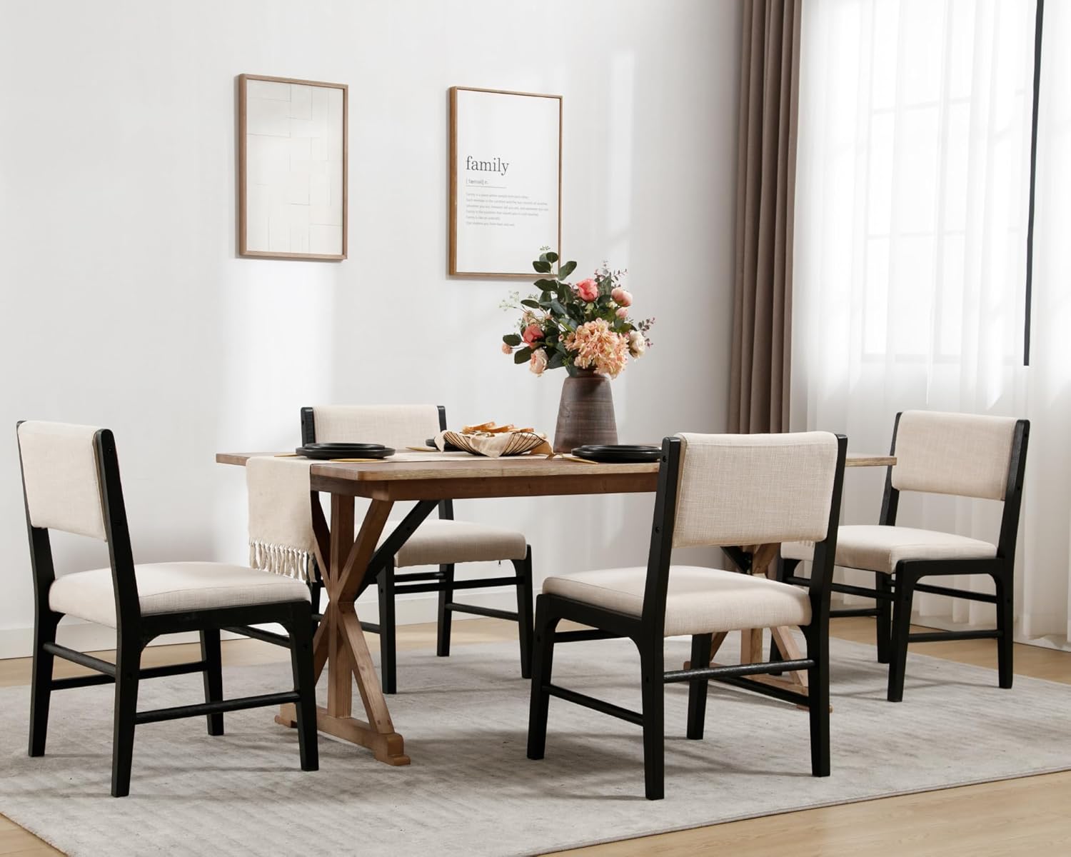 Mollie Linen Upholstered Dining Chairs Set of