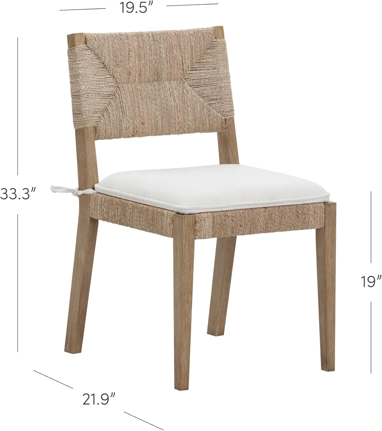 Nathan James Beacon Boho Dining Chair, Boucle Dining Chair with Seagrass Accent and Solid Wood Legs, Cream Boucle/Light Brown