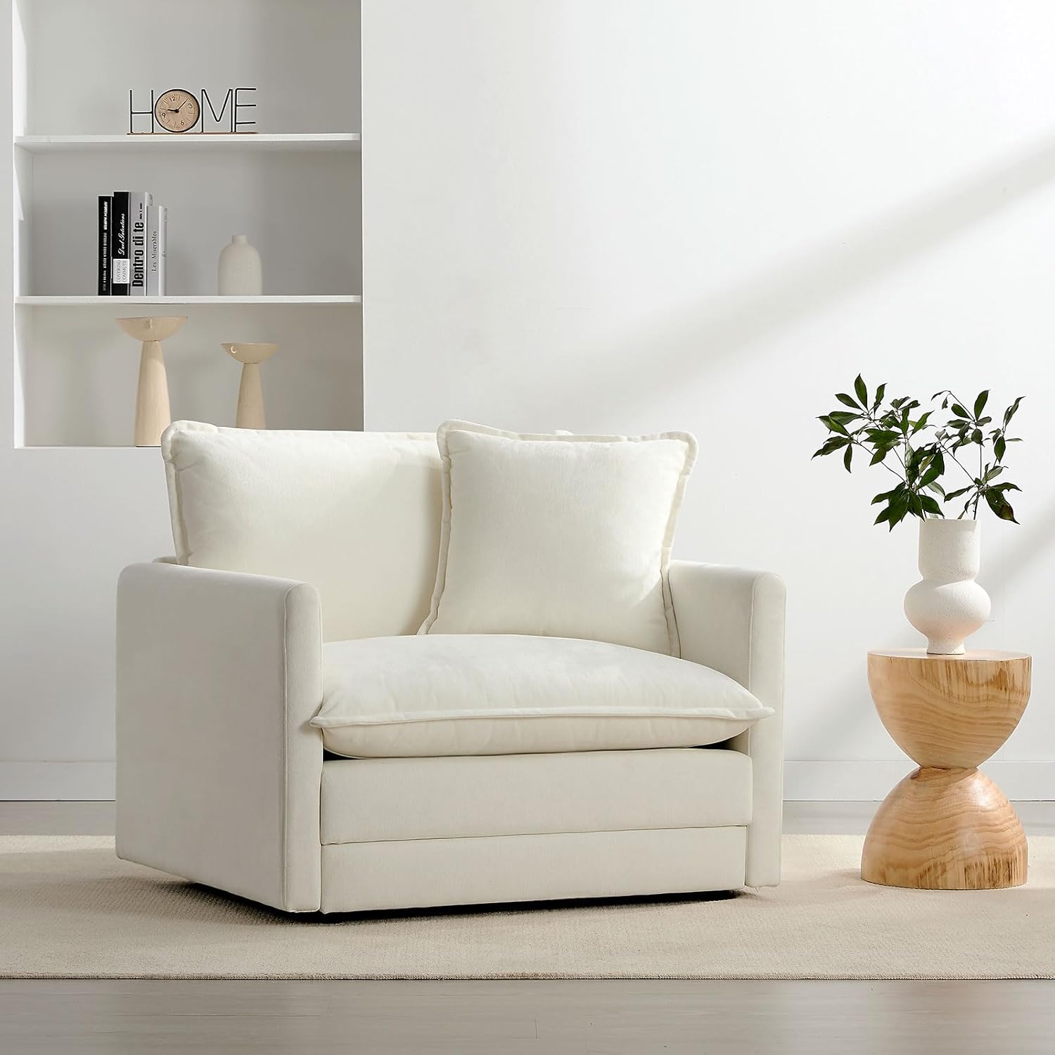 Chenille Oversized Accent Chair - 39”W Big Comfy Reading Chair, Modular Cloud Chair, Cozy Armchair for Living Room, Bedroom, Kids Room, Family Room, Reading Nook, Cream White