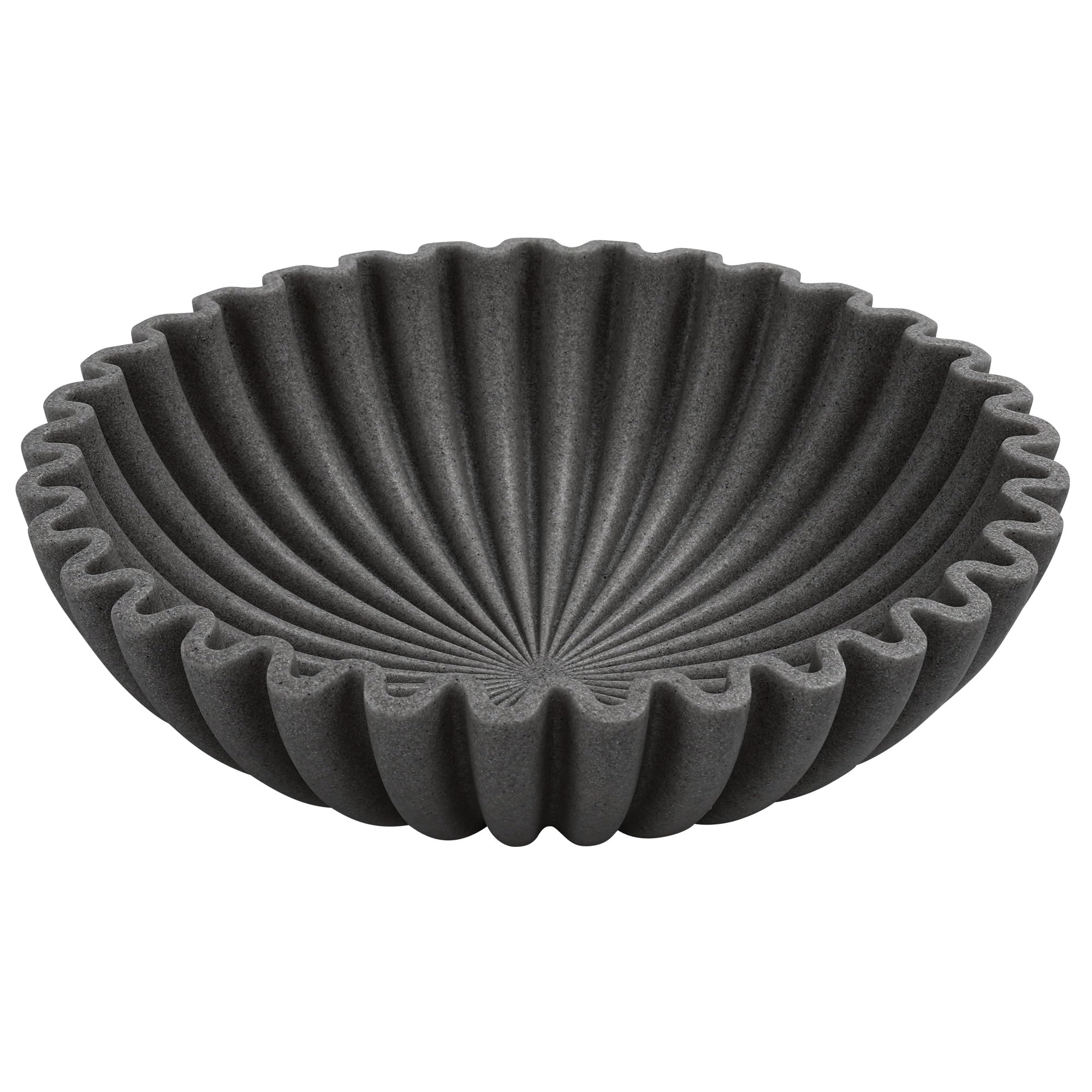 Large Decorative Bowl, Modern Handicraft Bowls for Home Decor, Decorative Fruit Bowl for Kitchen Counter, Ruffle Decor, Stylish Key Bowl for Entry Table, Artificial Stone Beige