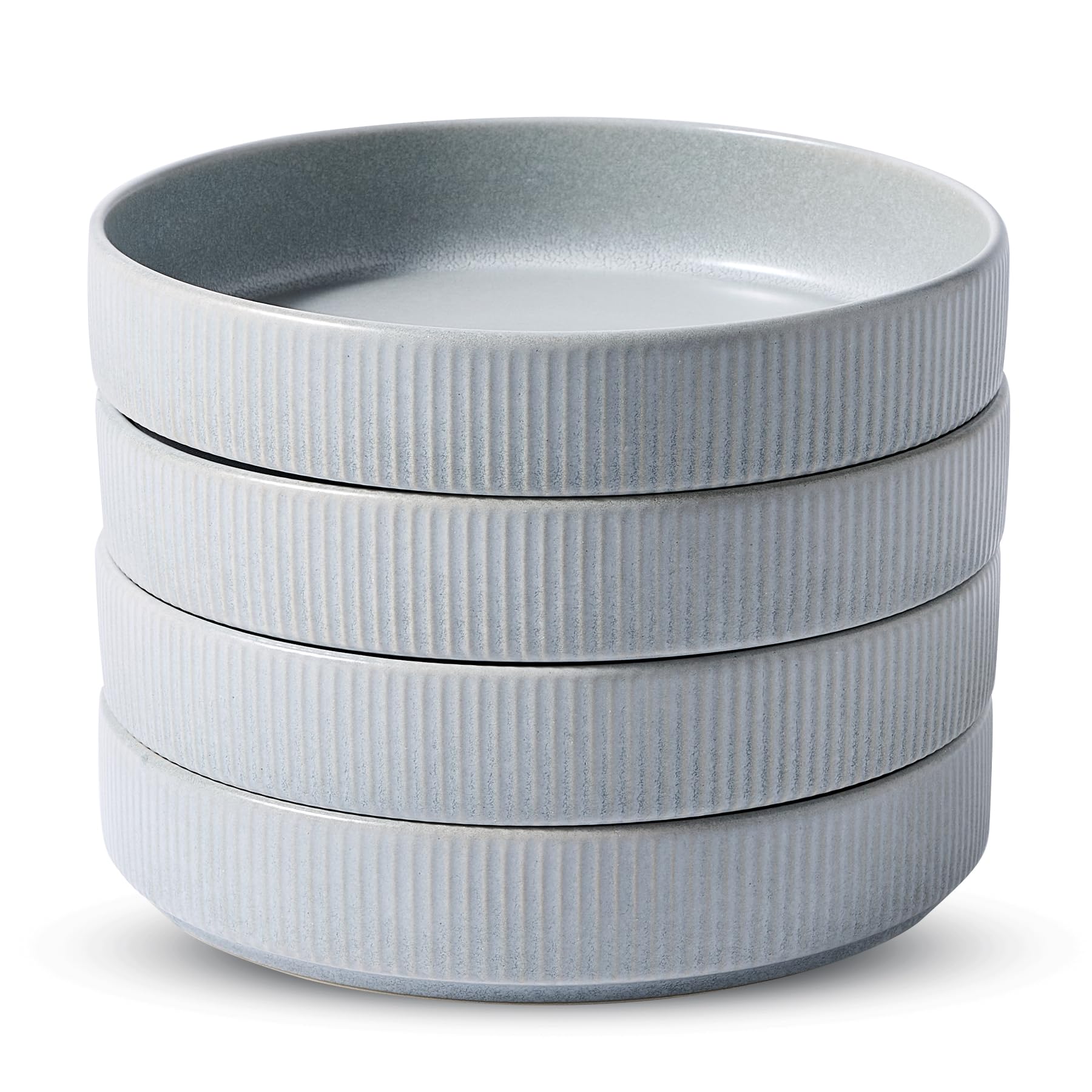 famiware Star 7.5" Pasta Bowls Set, Salad Bowl Set of 6, Double Reactive Glaze, Stackable, Perfect for Your Friend for Housewarming, Thanksgiving, Christmas, Matte White (Full Glaze)
