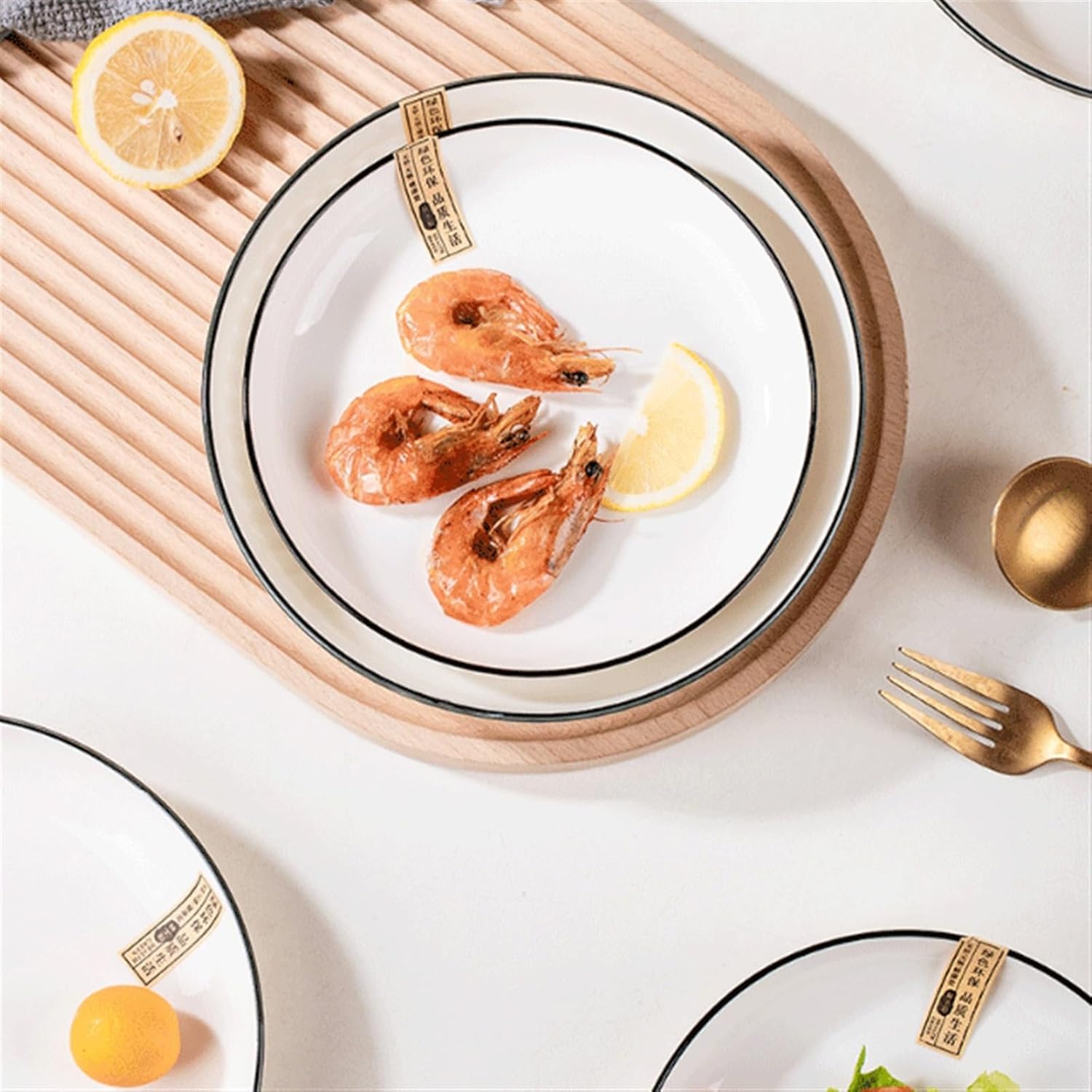 Condiment Plates Porcelain Appetizer Bowls, Set of 4, Snack Bowls, 7 Inch White Ceramic Plates for Side Dishes, Snacks, Pasta, Kitchen, Soup, Ceramic Serving Bowls, Sauce Plates ( Color : A)