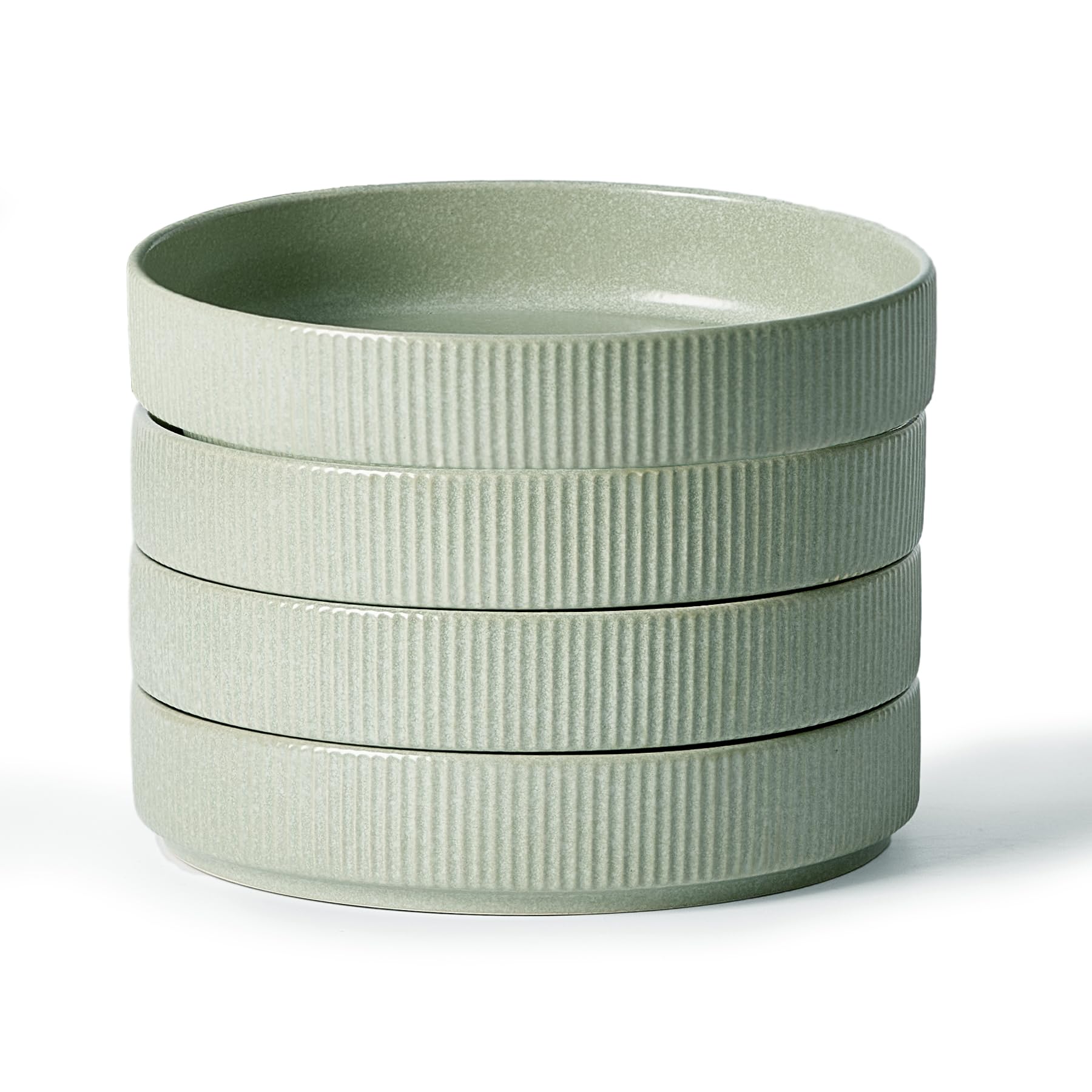 famiware Star 7.5" Pasta Bowls Set, Salad Bowl Set of 6, Double Reactive Glaze, Stackable, Perfect for Your Friend for Housewarming, Thanksgiving, Christmas, Matte White (Full Glaze)
