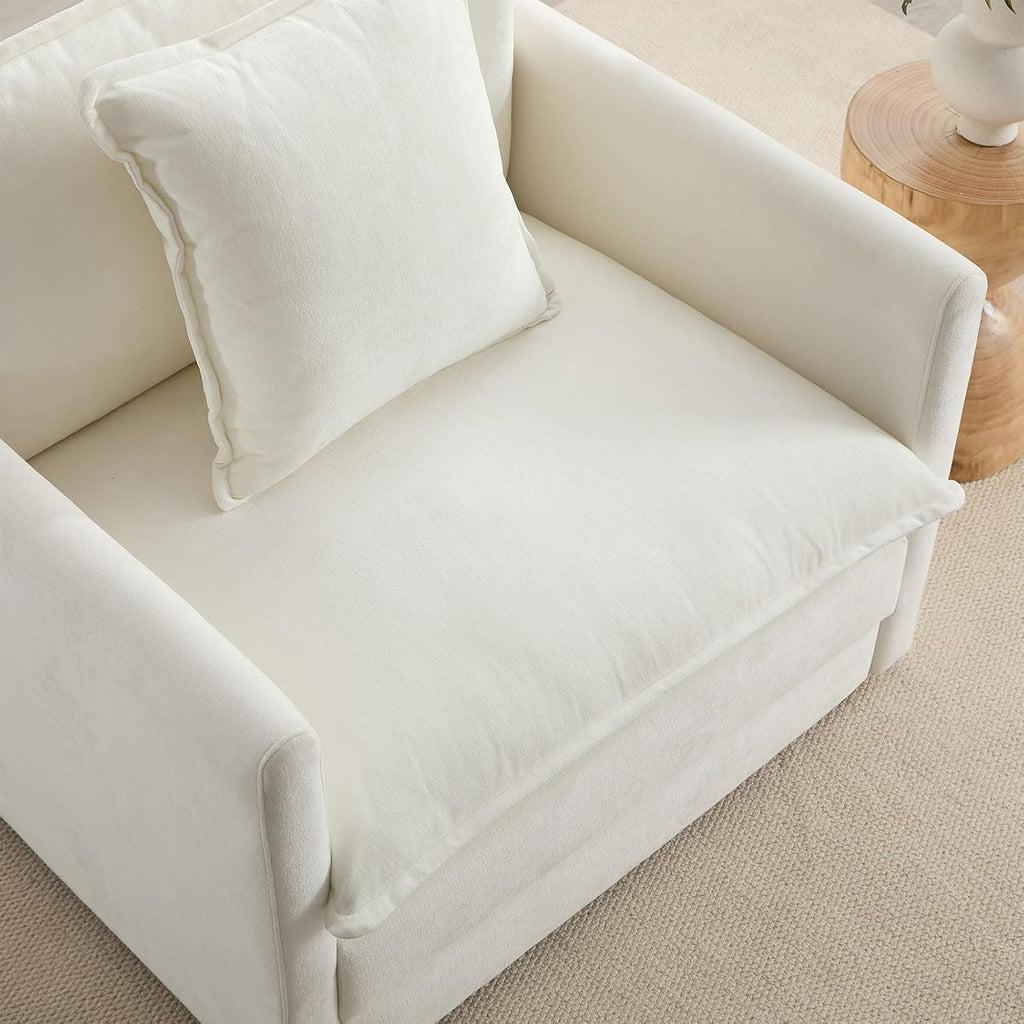 Chenille Oversized Accent Chair - 39”W Big Comfy Reading Chair, Modular Cloud Chair, Cozy Armchair for Living Room, Bedroom, Kids Room, Family Room, Reading Nook, Cream White
