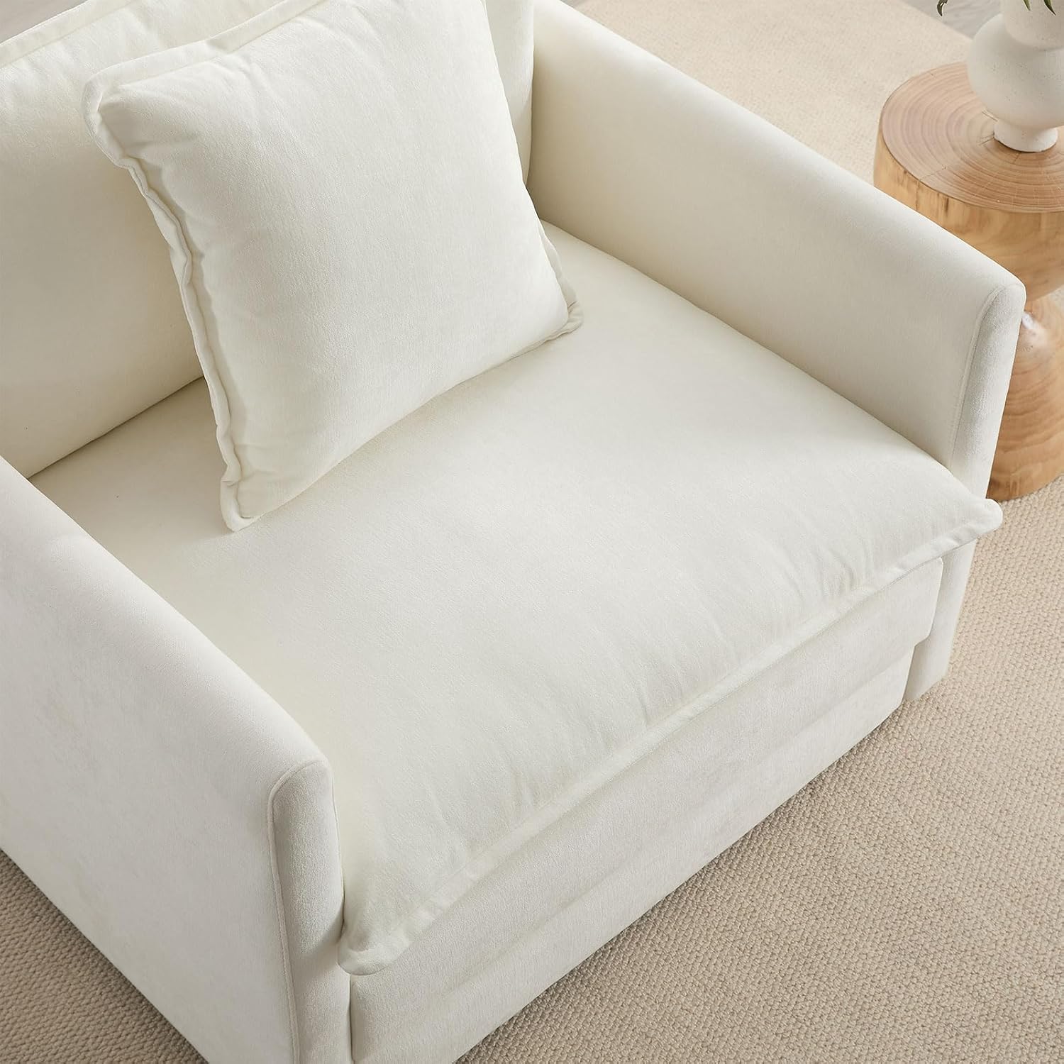 Chenille Oversized Accent Chair - 39”W Big Comfy Reading Chair, Modular Cloud Chair, Cozy Armchair for Living Room, Bedroom, Kids Room, Family Room, Reading Nook, Cream White
