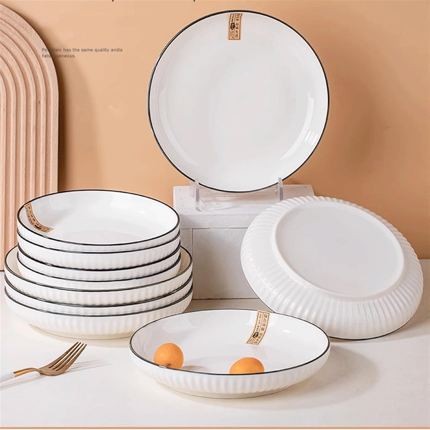 Condiment Plates Porcelain Appetizer Bowls, Set of 4, Snack Bowls, 7 Inch White Ceramic Plates for Side Dishes, Snacks, Pasta, Kitchen, Soup, Ceramic Serving Bowls, Sauce Plates ( Color : A)
