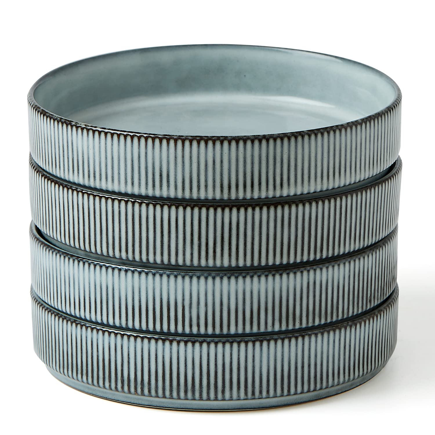 famiware Star 7.5" Pasta Bowls Set, Salad Bowl Set of 6, Double Reactive Glaze, Stackable, Perfect for Your Friend for Housewarming, Thanksgiving, Christmas, Matte White (Full Glaze)