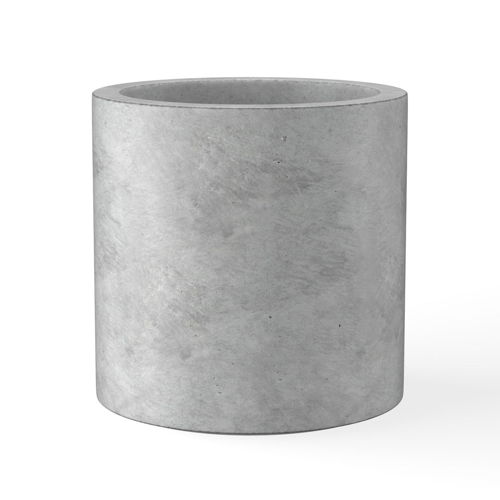 Kante 9.8",12.6",15.7" Dia Round Concrete Planter Set of 3, Modern Style Large Cylindrical Plant Pot with Drainage Hole and Rubber Plug for Indoor Outdoor Patio, Dark Gray