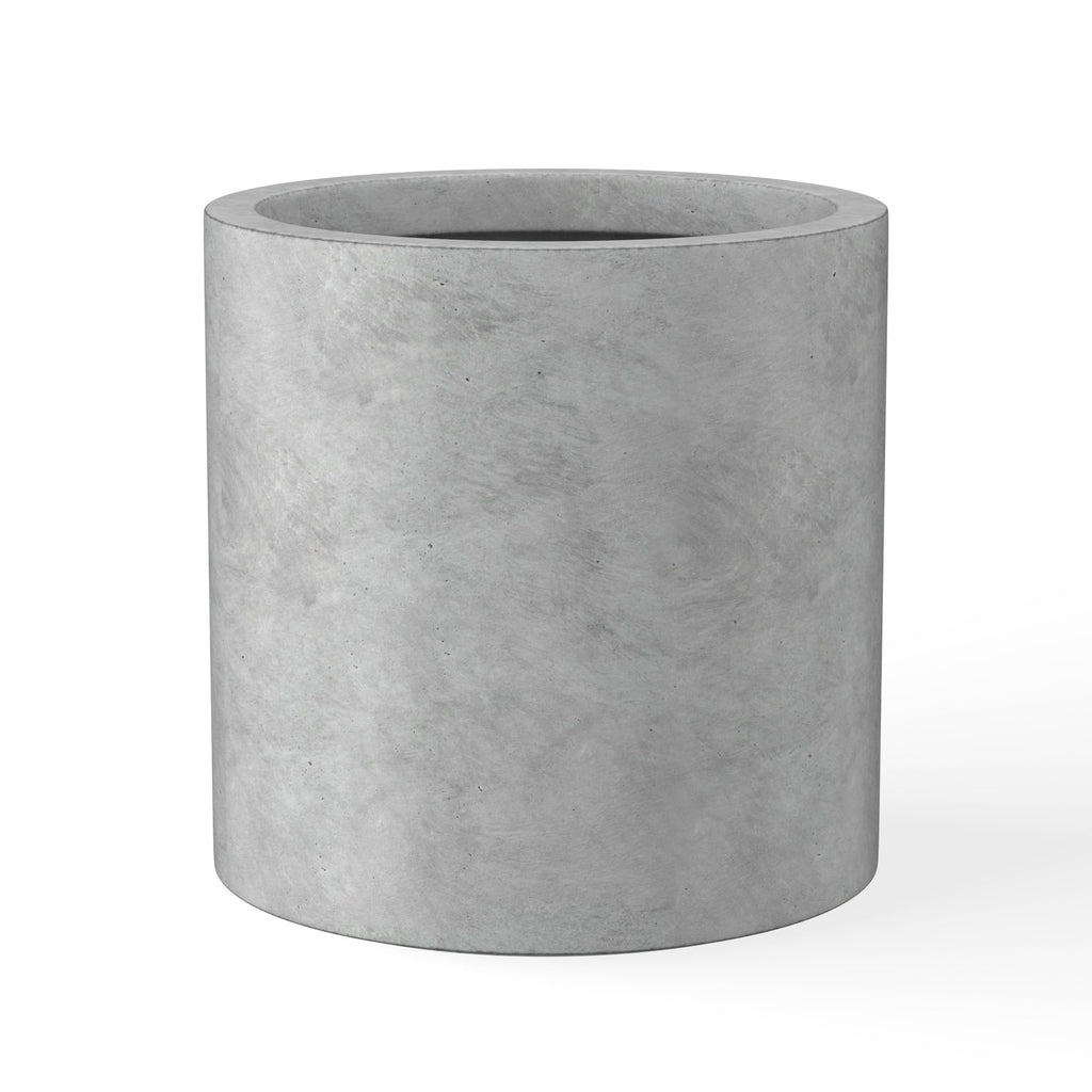 Kante 9.8",12.6",15.7" Dia Round Concrete Planter Set of 3, Modern Style Large Cylindrical Plant Pot with Drainage Hole and Rubber Plug for Indoor Outdoor Patio, Dark Gray