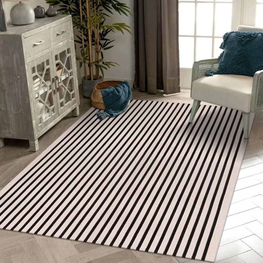 LEEVAN Outdoor Door Mat 2'x3' Washable Welcome Mat Woven Black and White Entryway Rug Farmhouse Front Porch Decor Outside Entrance Striped Outdoor Floor Mats