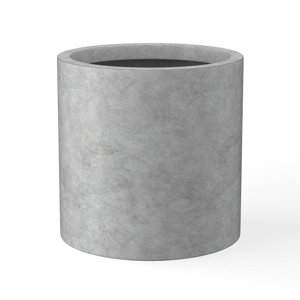 Kante 9.8",12.6",15.7" Dia Round Concrete Planter Set of 3, Modern Style Large Cylindrical Plant Pot with Drainage Hole and Rubber Plug for Indoor Outdoor Patio, Dark Gray