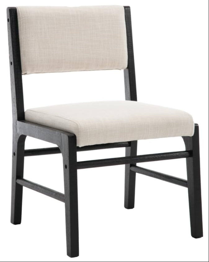VESCASA Dining Chairs with Rectangular Cushion Back, Mid-Century Modern Padded Upholstered Dining Chairs with Black Wood Legs for Dining Room, Kitchen, Set of 4, Beige Linen