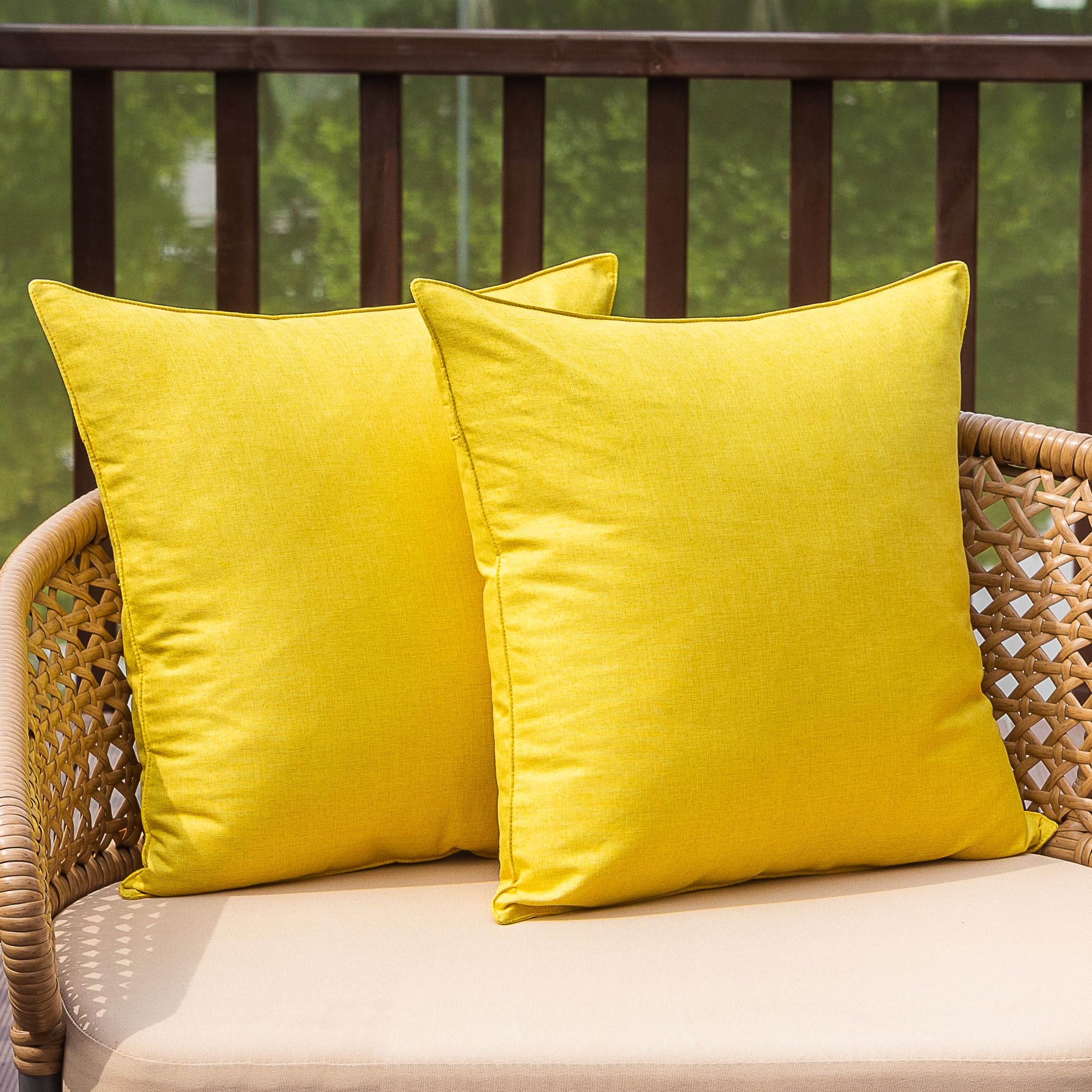 NiNi ALL Outdoor Waterproof Throw Pillow Covers Set of 2 Decorative Farmhouse Garden Pillowcase Solid Cushion Cases for Patio Tent Couch 18x18 inch Beige