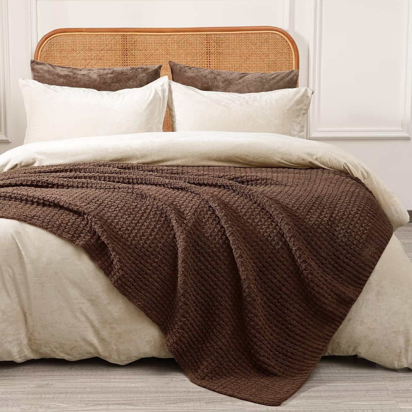 Chenille Waffle Knit Throw Blanket