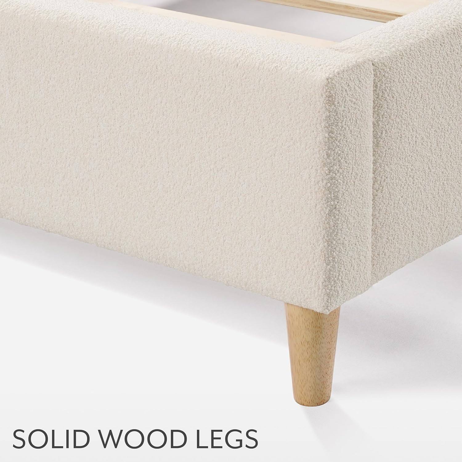 DG Casa Boucle Cloud Bed Frame with Arch Shaped Headboard, Upholstered in Soft Fabric, Platform Bed Frame with Solid Wood Legs - Boho or Modern Style - No Box Spring Needed - Full Size
