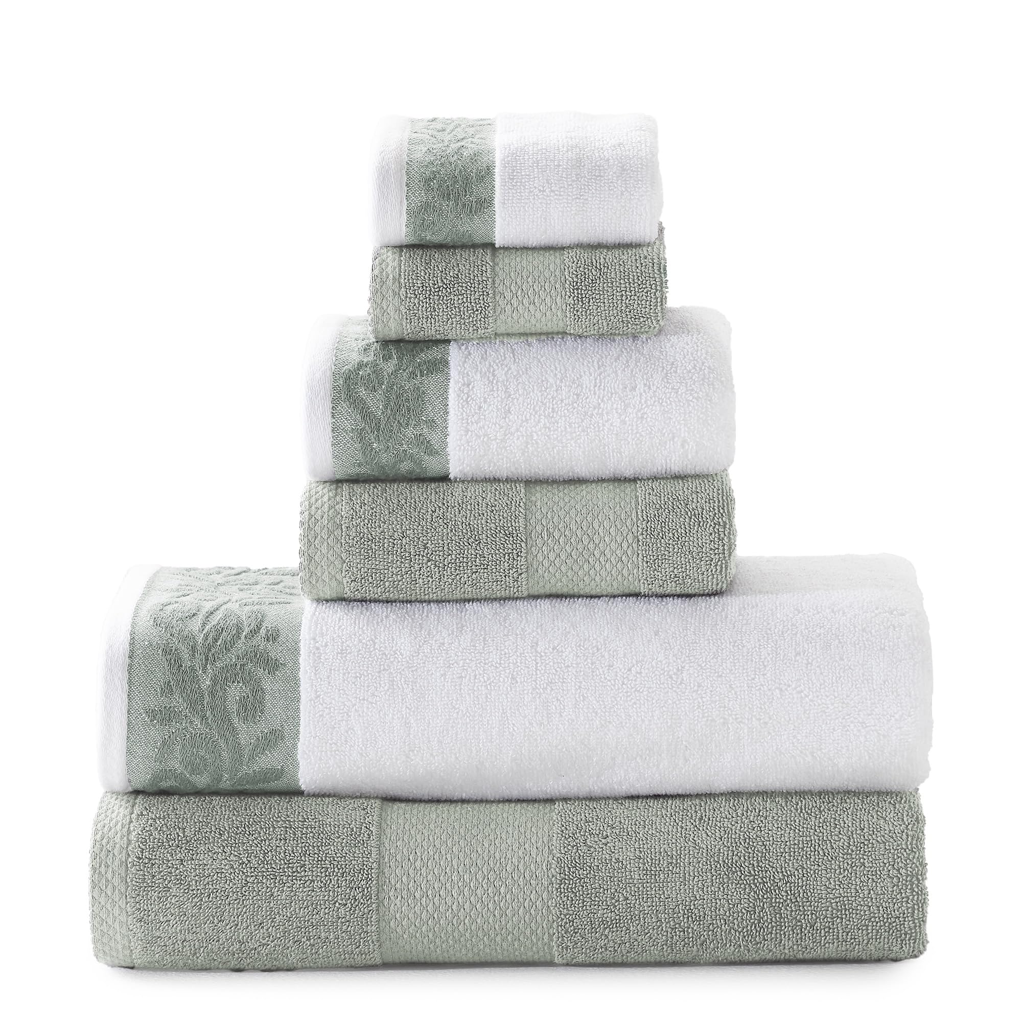 Modern Threads 600 GSM 6-Piece Towel Set with Filgree Jacquard Border Charcoal