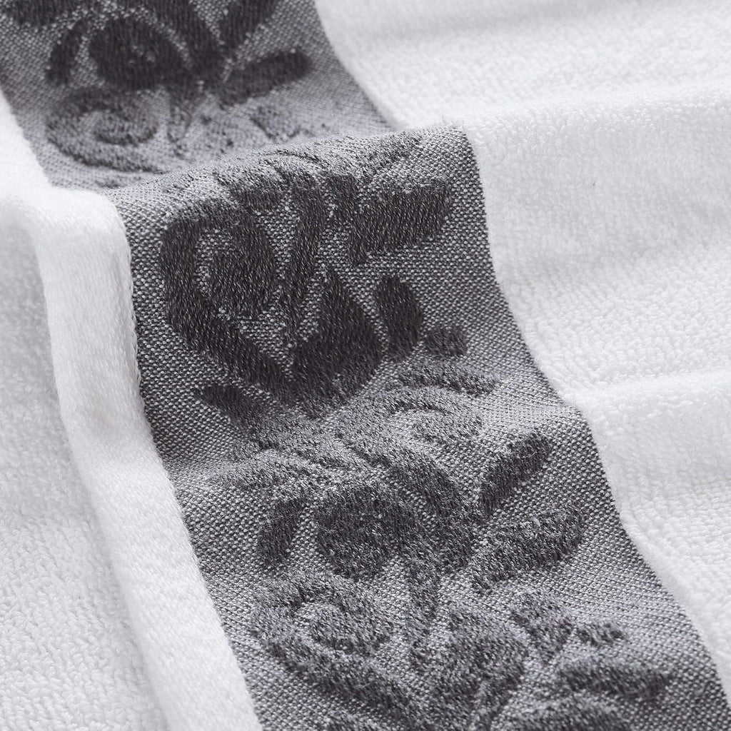 Modern Threads 600 GSM 6-Piece Towel Set with Filgree Jacquard Border Charcoal