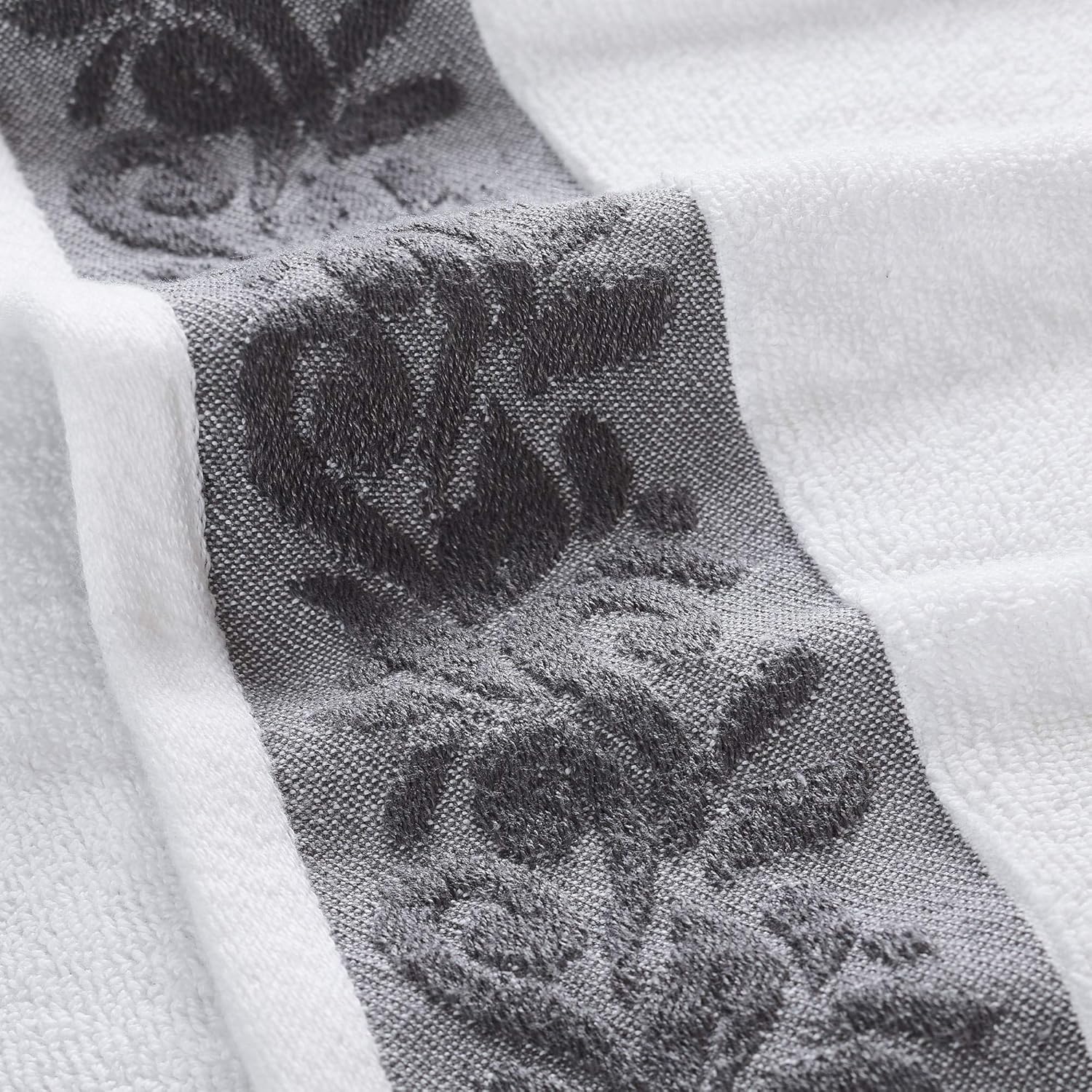 Modern Threads 600 GSM 6-Piece Towel Set with Filgree Jacquard Border Charcoal