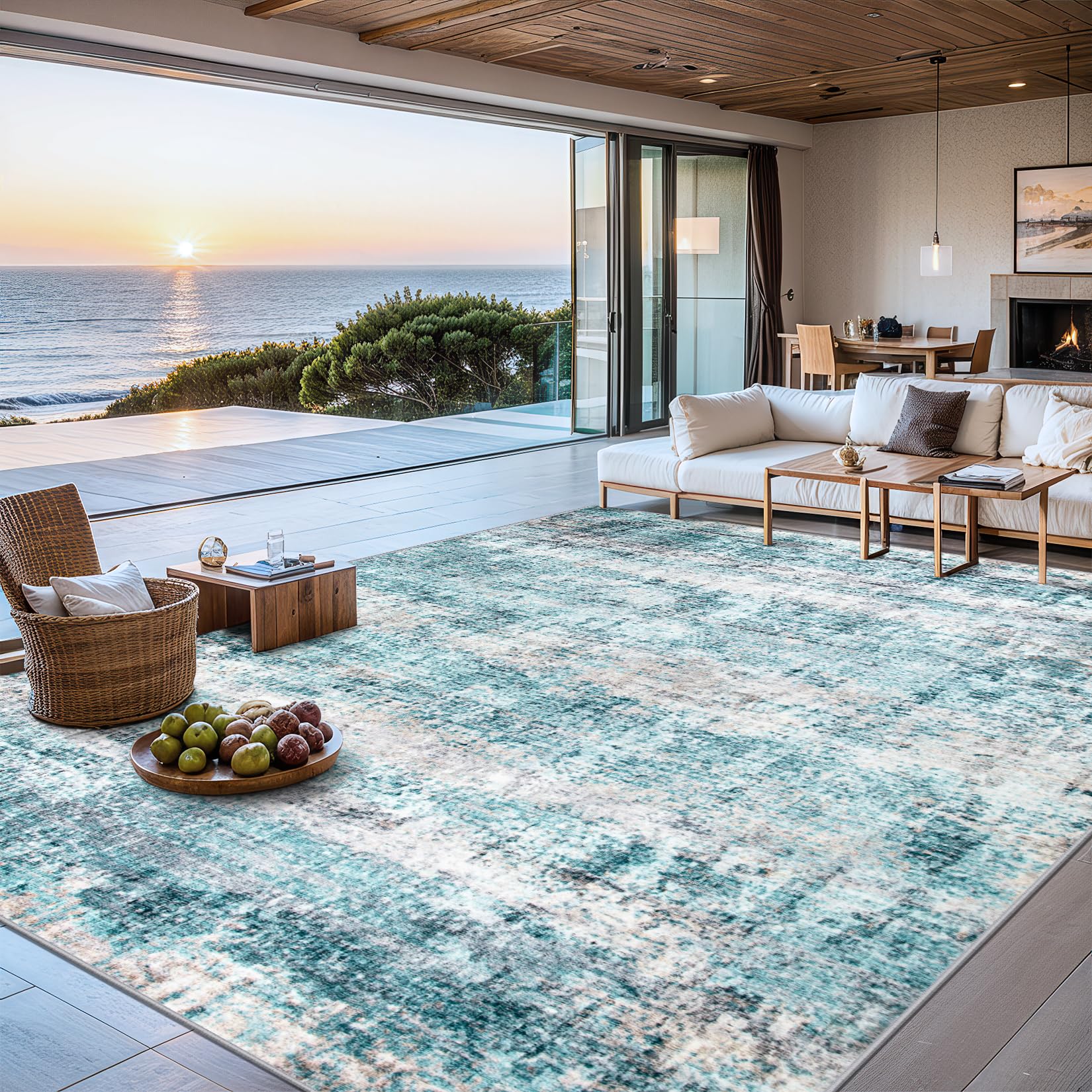 8x10 Area Rugs for Living Room - Washable Rug Modern Abstract Soft Large Neutral Non-Slip Carpet Indoor Floor Stain Resistant Thin Carpets for Bedroom Dining Room Farmhouse Nursery Home Office Grey