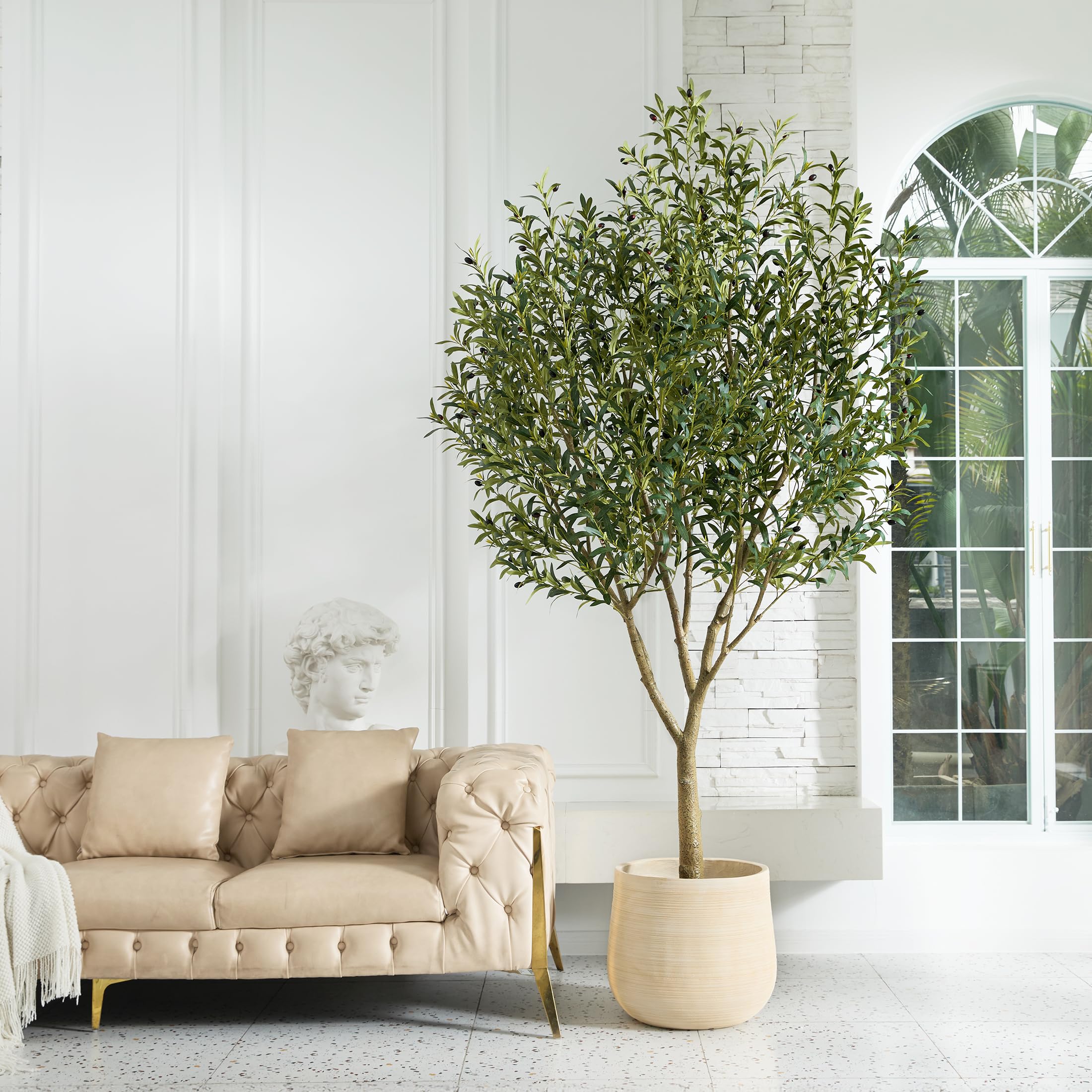 Artificial Olive Tree 7FT - Large Fake Olive Trees Indoor with 3066 Silk Leaves, Outdoor Potted Faux Plant with UV Resistant for Living Room,Office,Patio, Home Decor,VN157