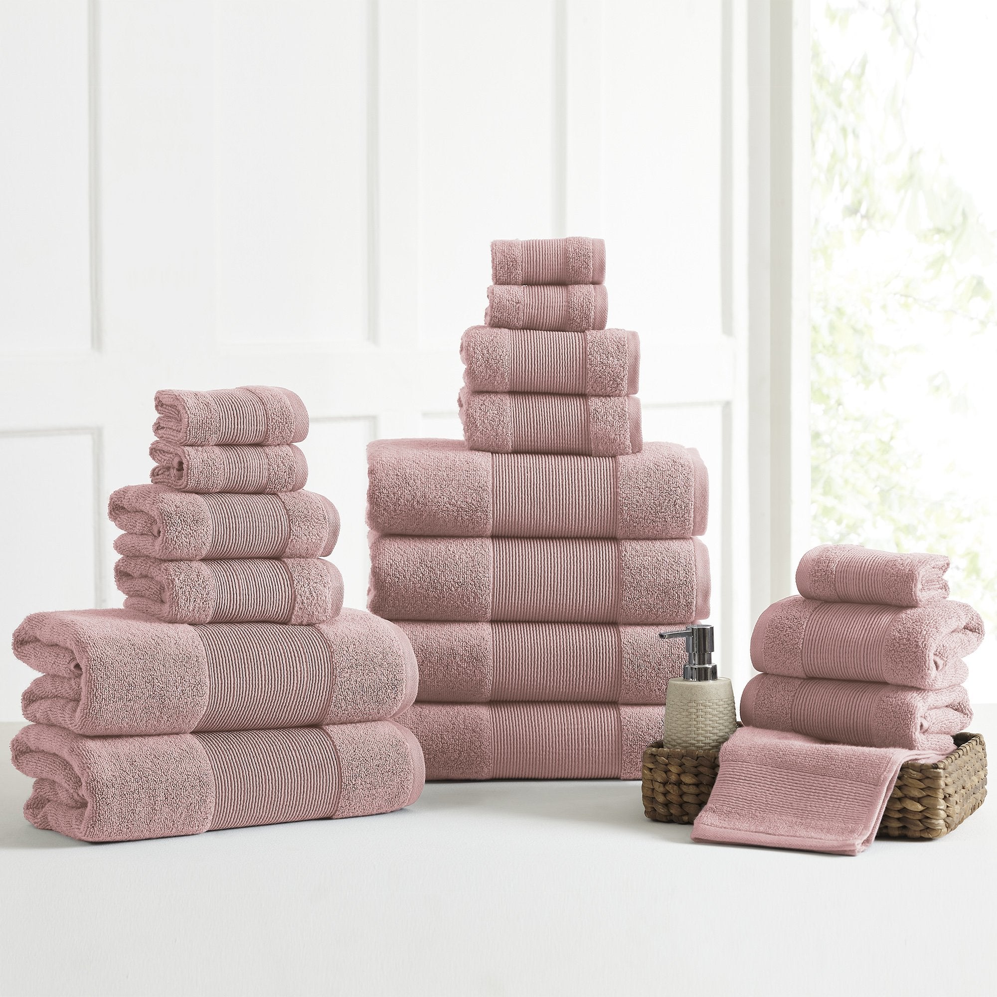 Modern Threads Air Cloud 6-Piece Towel Set - 100% Zero-Twist Cotton, 500 GSM, Quick Dry & Plush, Blush