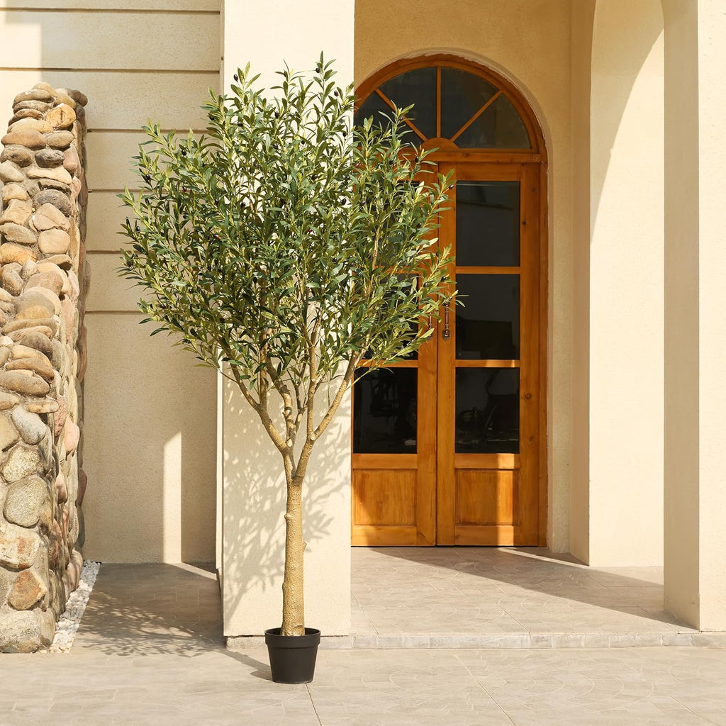 Artificial Olive Tree 7FT - Large Fake Olive Trees Indoor with 3066 Silk Leaves, Outdoor Potted Faux Plant with UV Resistant for Living Room,Office,Patio, Home Decor,VN157