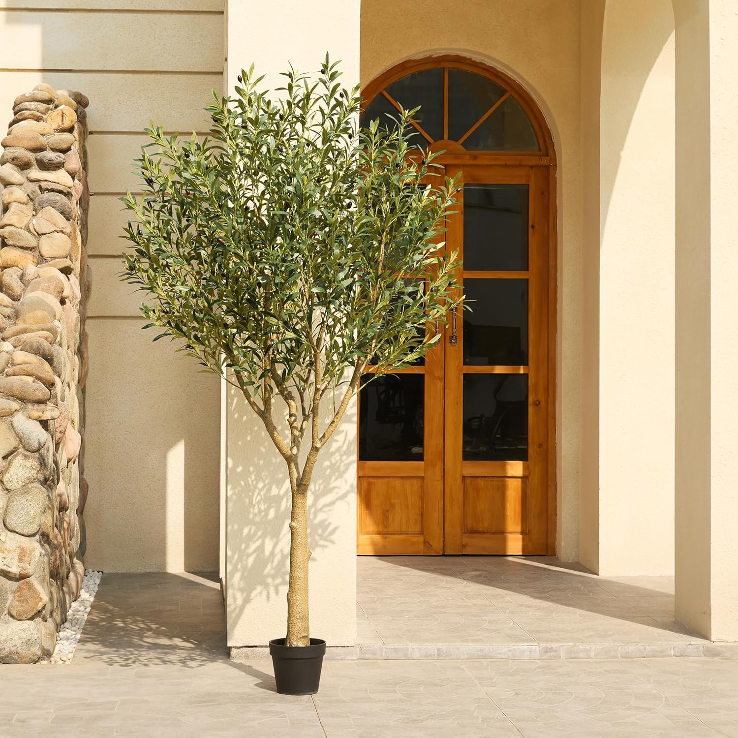 Artificial Olive Tree 7FT - Large Fake Olive Trees Indoor with 3066 Silk Leaves, Outdoor Potted Faux Plant with UV Resistant for Living Room,Office,Patio, Home Decor,VN157